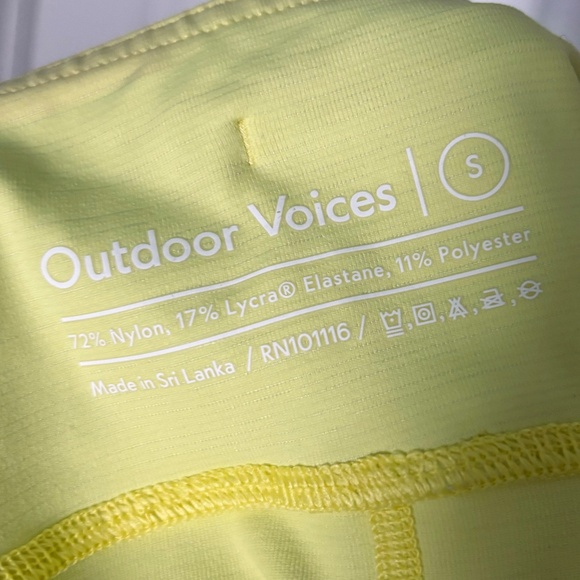 Outdoor Voices TechSweat Crop Flex Leggings Size Small, Yellow; OV Move Free 3/4 - Picture 7 of 7